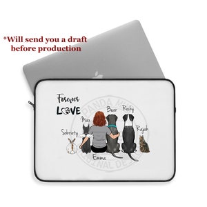 Custom Laptop Sleeve Companion Animal Laptop Sleeve Dog Cat Horse Bunny Bird Turtle Snake Raccoon Chinchilla image 1