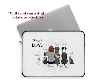 Custom Laptop Sleeve - Companion Animal Laptop Sleeve - Dog - Cat - Horse - Bunny - Bird - Turtle - Snake - Raccoon - Chinchilla