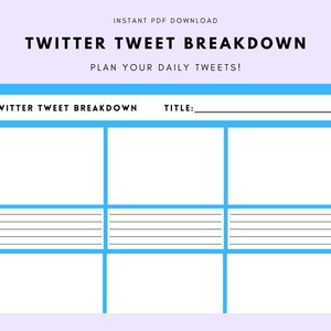 Twitter Tweet Breakdown - Grow Your Social Media Following! (Instant PDF Download)