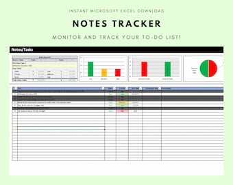 Note Tracker - Personal Budget Software Template Microsoft Excel (Instant Download) - The Best Budget