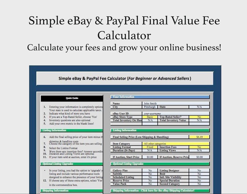 Simple Ebay Paypal Final Fee Calculator Free Invoice - 
