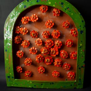 Ceramic altar shrine Calendula officinalis.