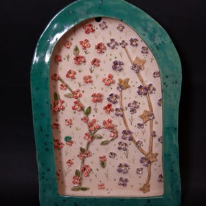 Hanging ceramic altar shrine " Flowers"