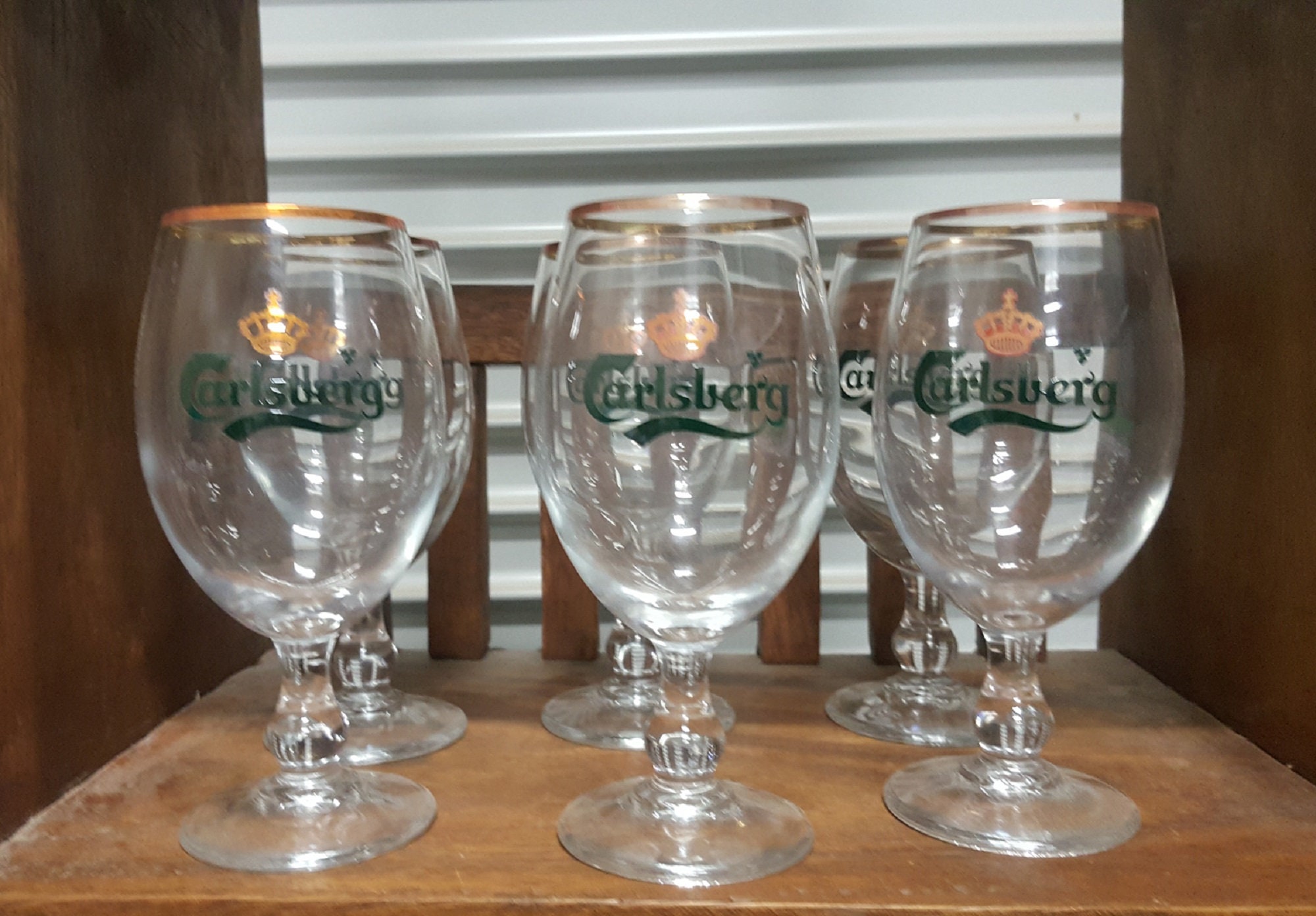 Carlsberg Beer Glasses Quality Danish Glassware Set Of 6 Etsy