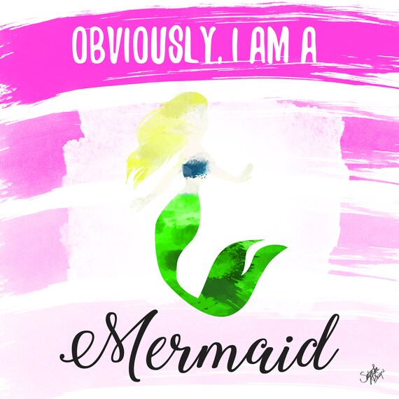 Obviously I Am A Mermaid Beautiful Blonde Hair Watercolor Etsy