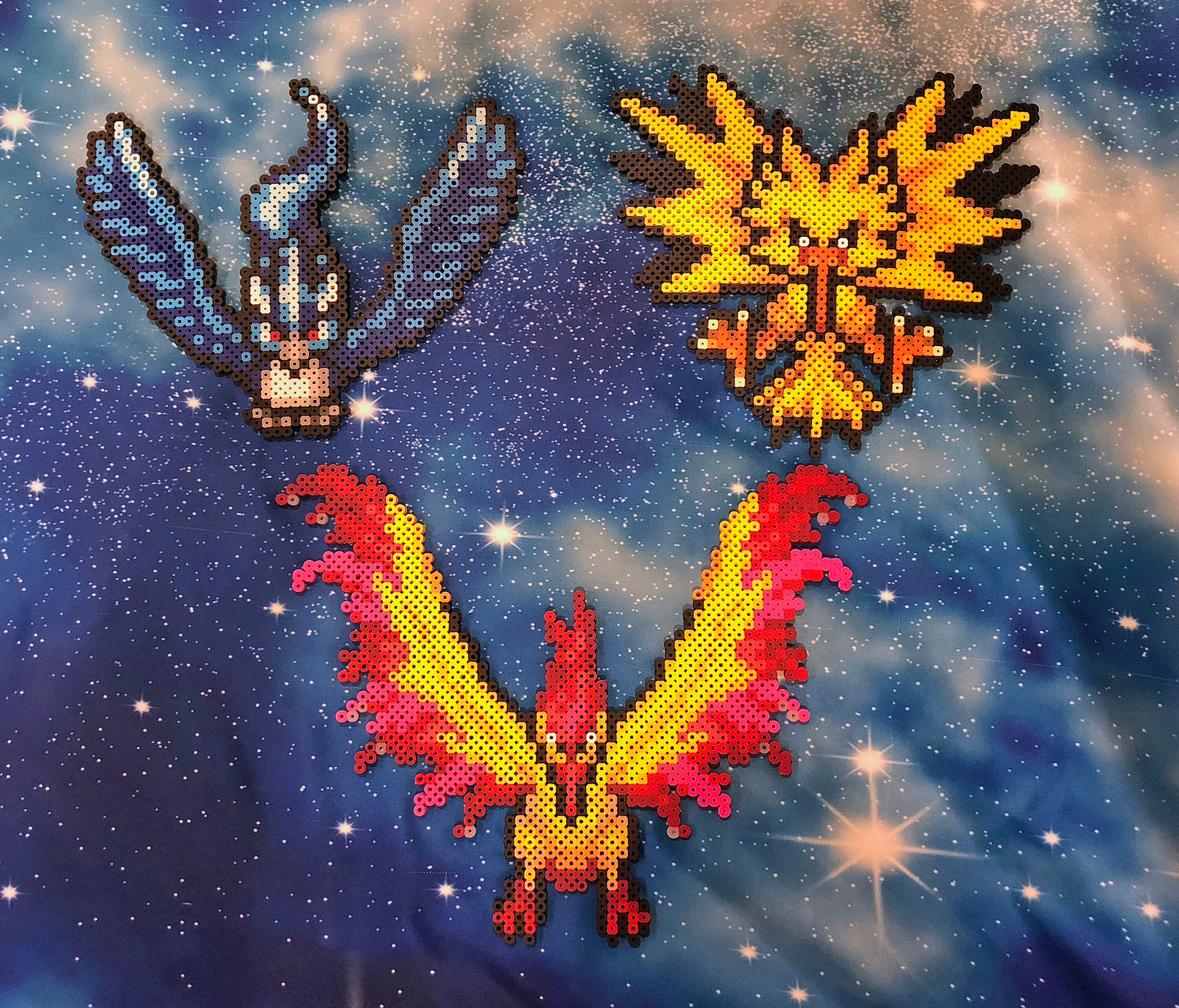 Pokemon Legendary Birds Perlers Zapdos Moltres and Articuno Etsy