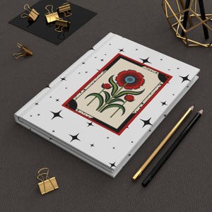 Vintage style poppy hardcover journal