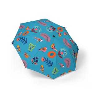 Bright modern birds and botanicals umbrella