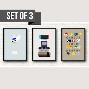 Nintendo Mario Kart Set de 3 Print, Gaming, Nintendo Switch, Nerd, Geek, For Him, For Her, Spiny Shell, Anniversaire, Minimaliste, Personnalisé