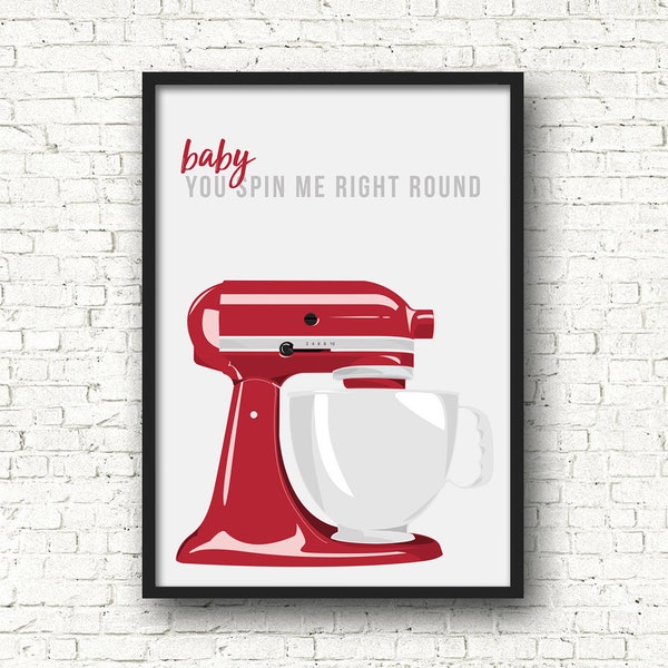 Kitchen Mixer Poster, Funny Pun Print, Kitchen, Baking, Cooking, Mixer, Cake, Chef, Dessert, Food, For her, For him