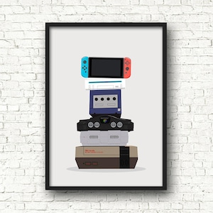 Nintendo Evolution Poster Print, Gaming, Mario, A3, A4 Geek, Nerd, For Him, For Her, Gift, Gamer, Video Games, Wedding Gift