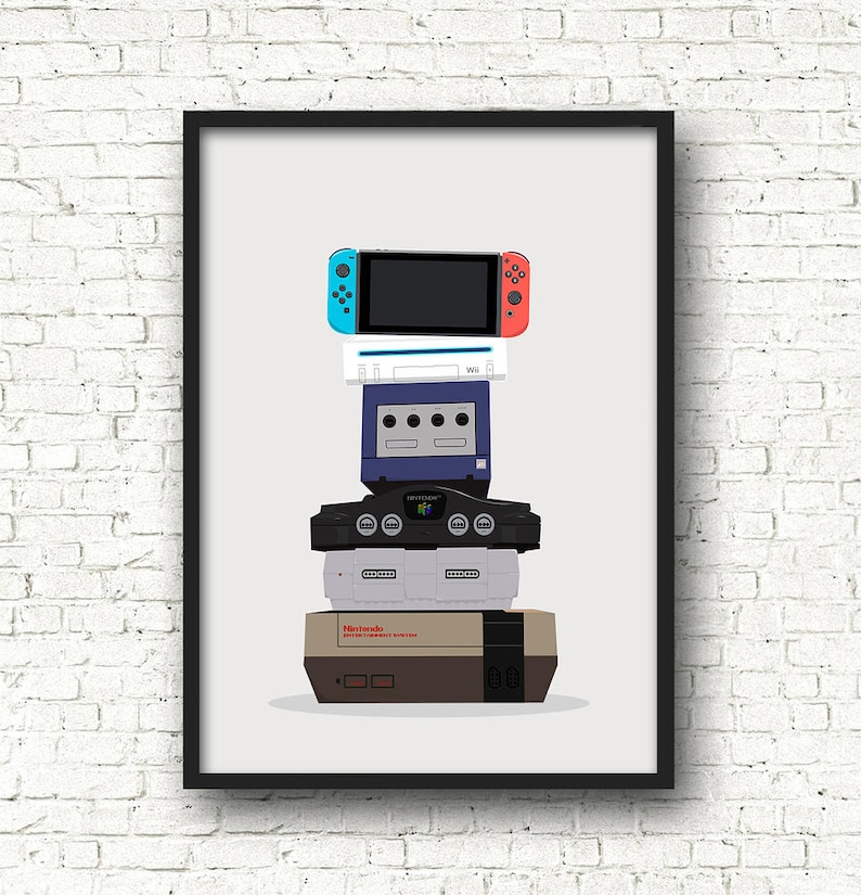 Nintendo Evolution Poster Print, Gaming, Mario, A3, A4 Geek, Nerd, For Him, For Her, Gift, Gamer, Video Games, Wedding Gift image 1