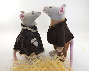 Set of two mice, Housewarming gifts, Miniature animals, Cute little Mouse, Valentine's day gifts, Rats, Wedding gift, Interior Handmade Toys