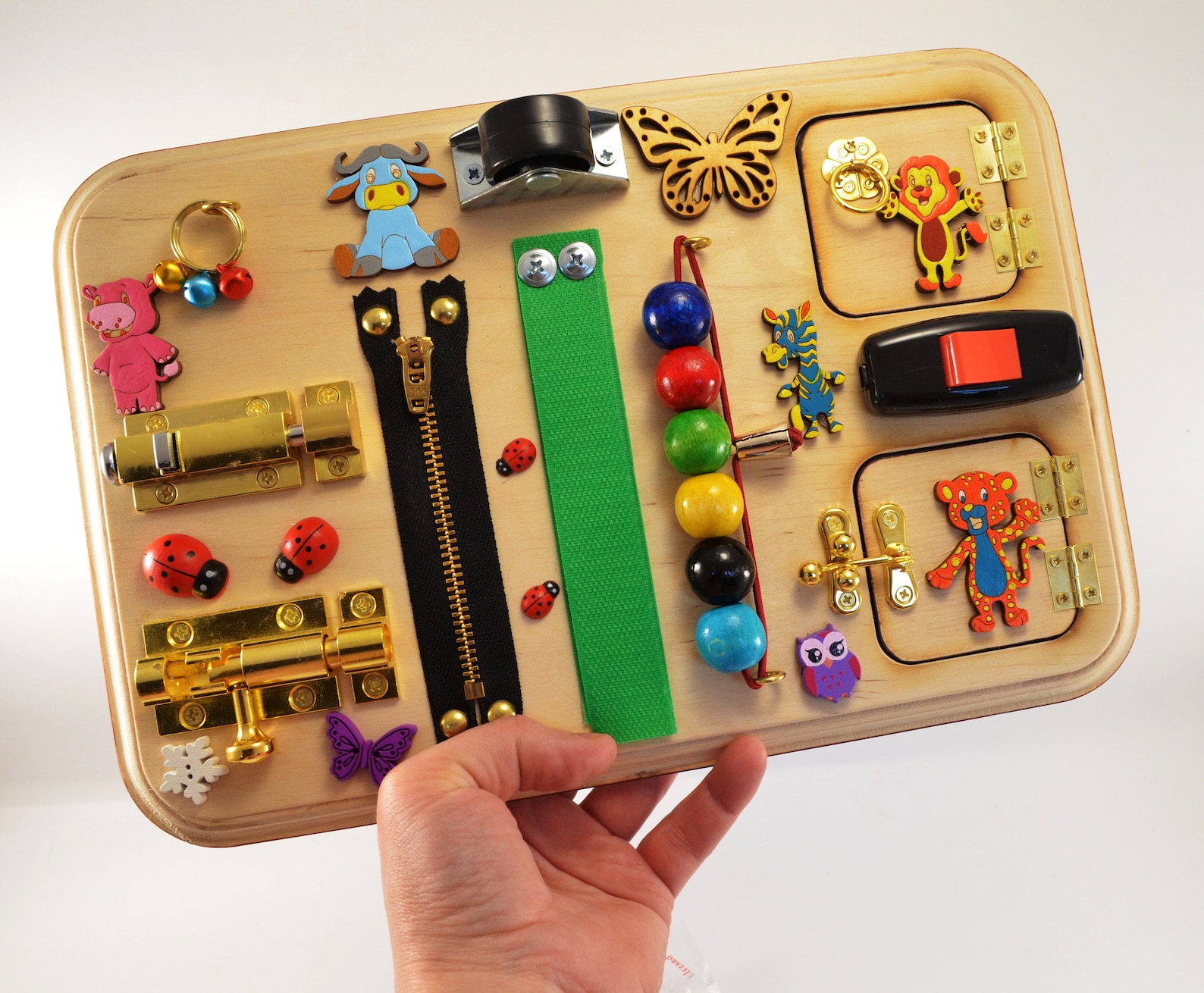 Wild animals busy board toddler learning toys Activity Etsy