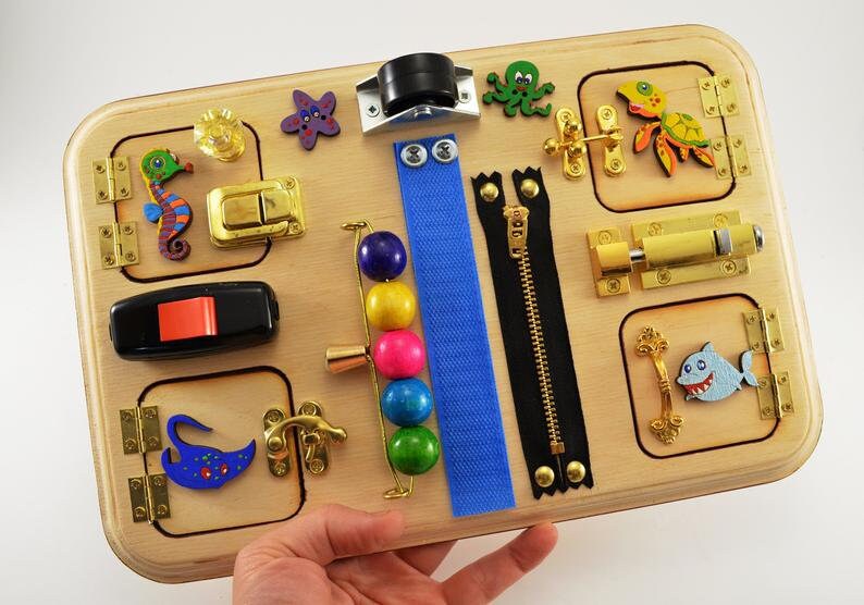 Busy board 1 year old customized busy board Toys toddler Etsy