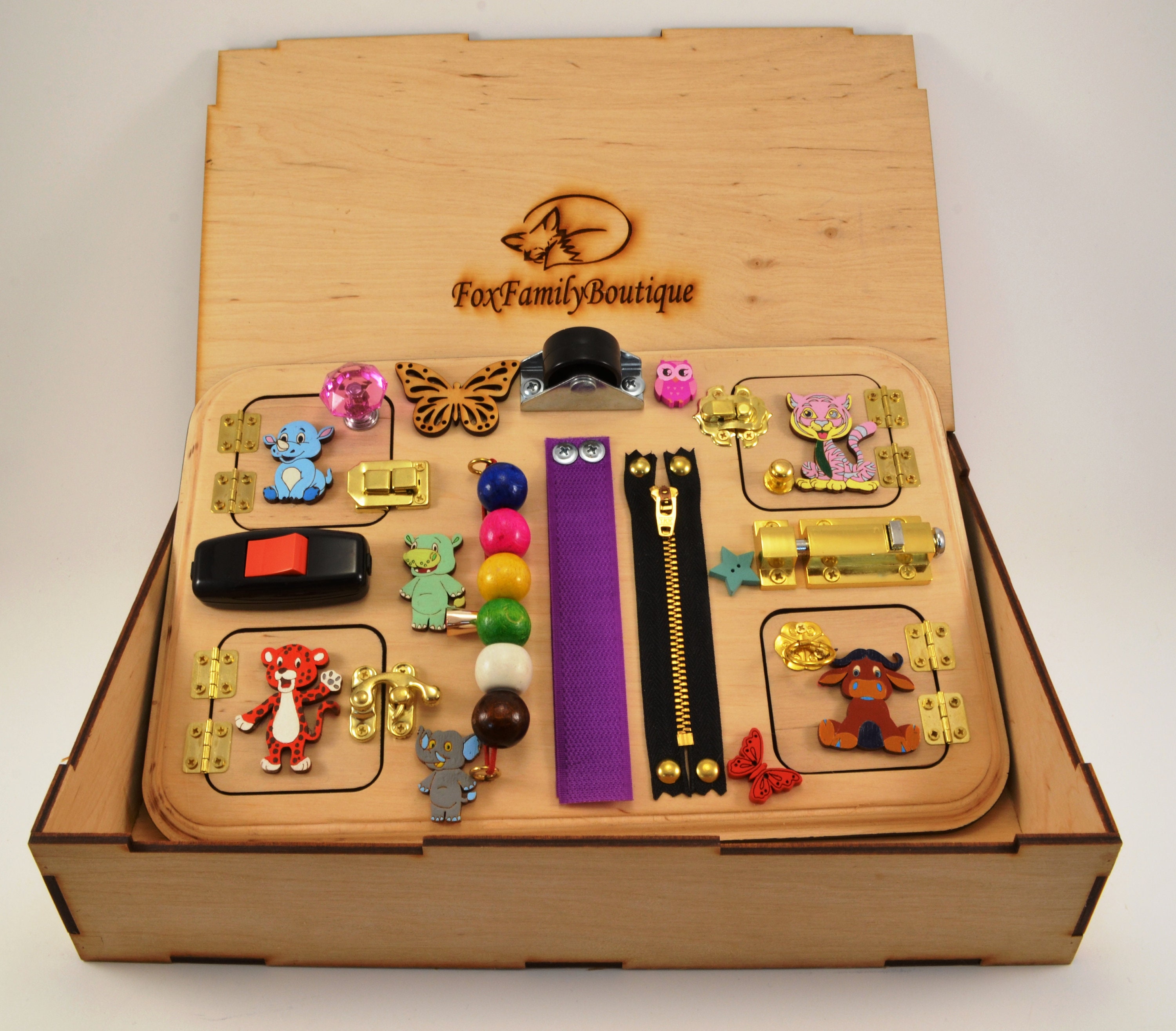 Animal Busy board Sensory board Latch board Toddler toy Etsy