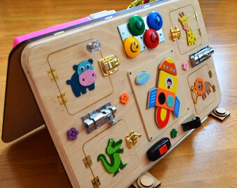 Busy board Activity board Montessori toys Wooden toys Sensory board Latch board Toddler learning toy Busyboard Educational Toy for Boy Girls