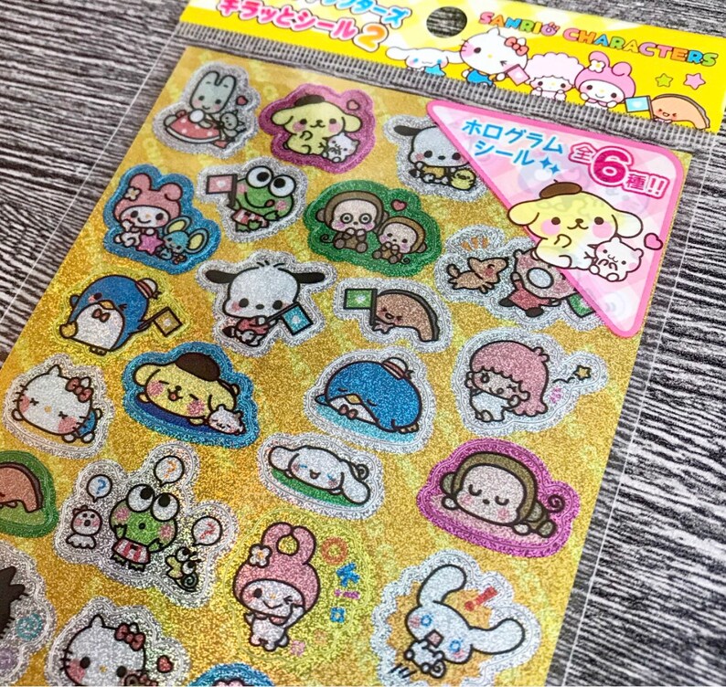 Sanrio Pom Pom Purin Stickers Hologram Summer