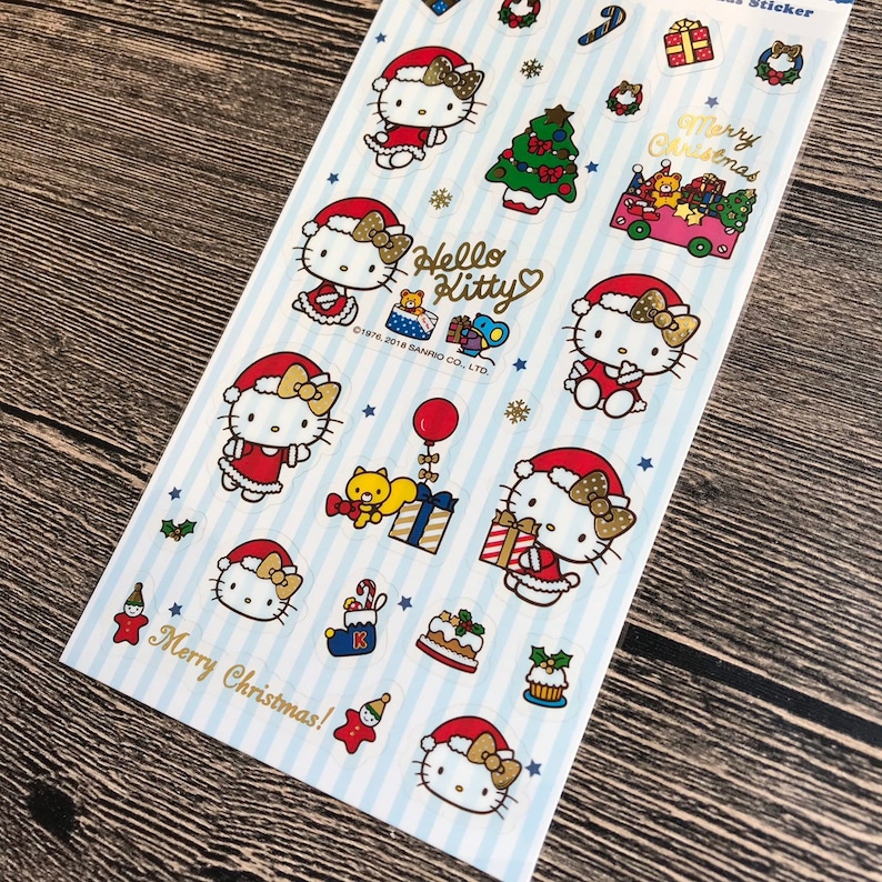Hello Kitty Christmas Sticker Sanrio Clear Stickers Sanrio  Etsy