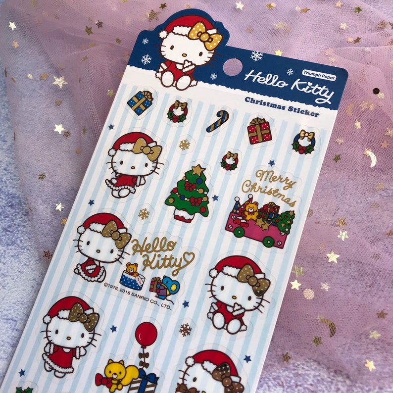 Hello Kitty Christmas Sticker Sanrio Clear Stickers Sanrio Etsy