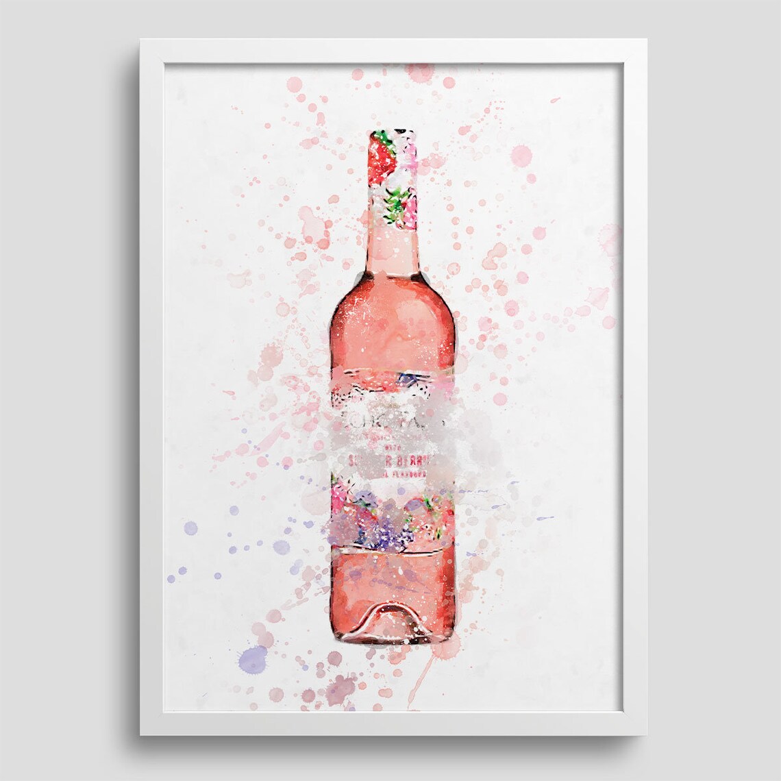 Rosé Wine Art Print Wine Lover Gift Abstract Wine Bottle Etsy