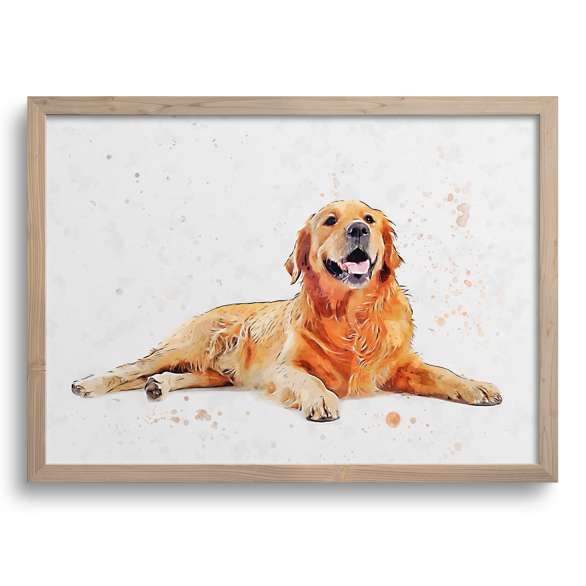 Retriever Wall Art Print Decor Happy Golden Retriever Lying Etsy