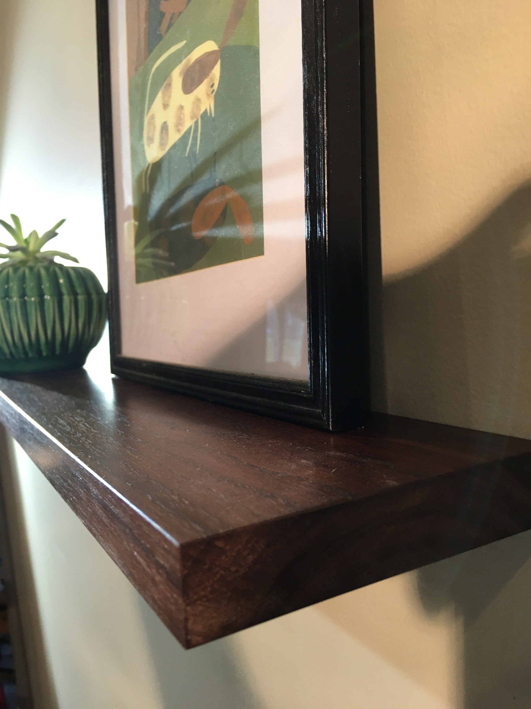 Walnut Floating Shelf Thin Floating Shelf Utilitarian Etsy