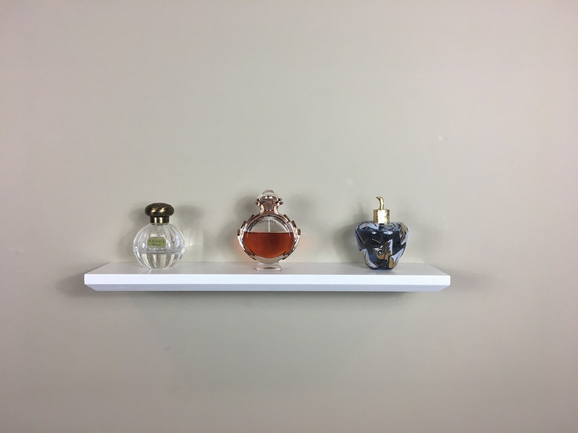 White Floating Shelf Thin White Floating Shelf Gemini Etsy
