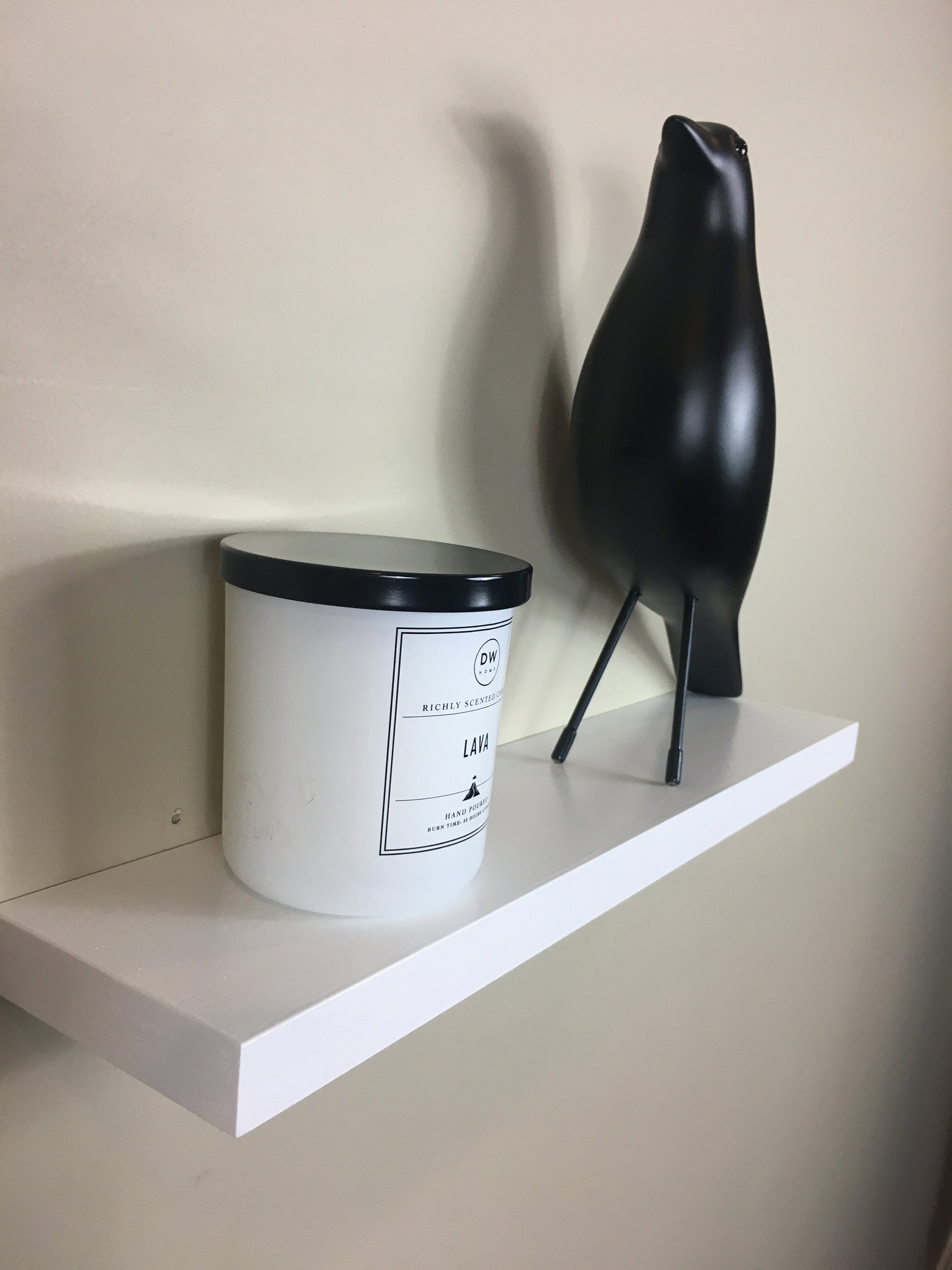 White Floating Shelf Thin White Floating Shelf Utilitarian Etsy