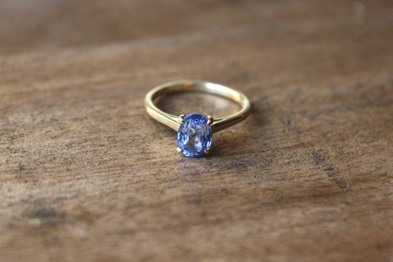 14k Yellow Gold Natural Blue Sapphire 