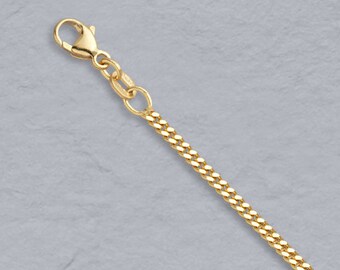 14k Solid Yellow Gold Curb Chain 2.2mm 16" 18" 20" 22"