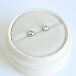 14k Solid Yellow/White Gold Natural Diamond Studs, Round Bezel .20 CTW Stud Earrings