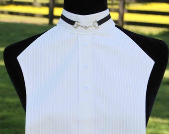 English Hunt Seat Ratcatcher Style White Pin Stripe Show Bib Dickie English Hunt Seat Ratcatcher Style White Pin Stripe Show Bib Dickie