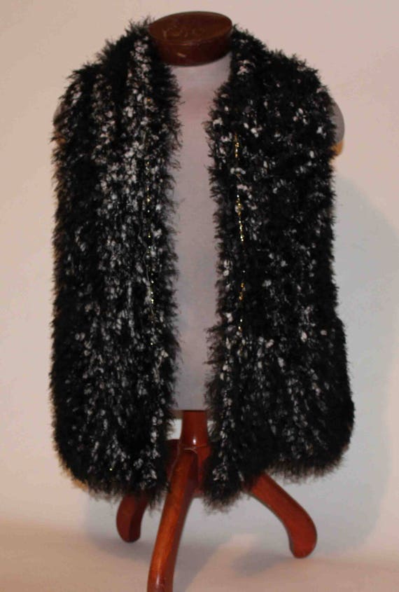 Beautiful Unique Vintage Black Women's Fuzzy Scarf