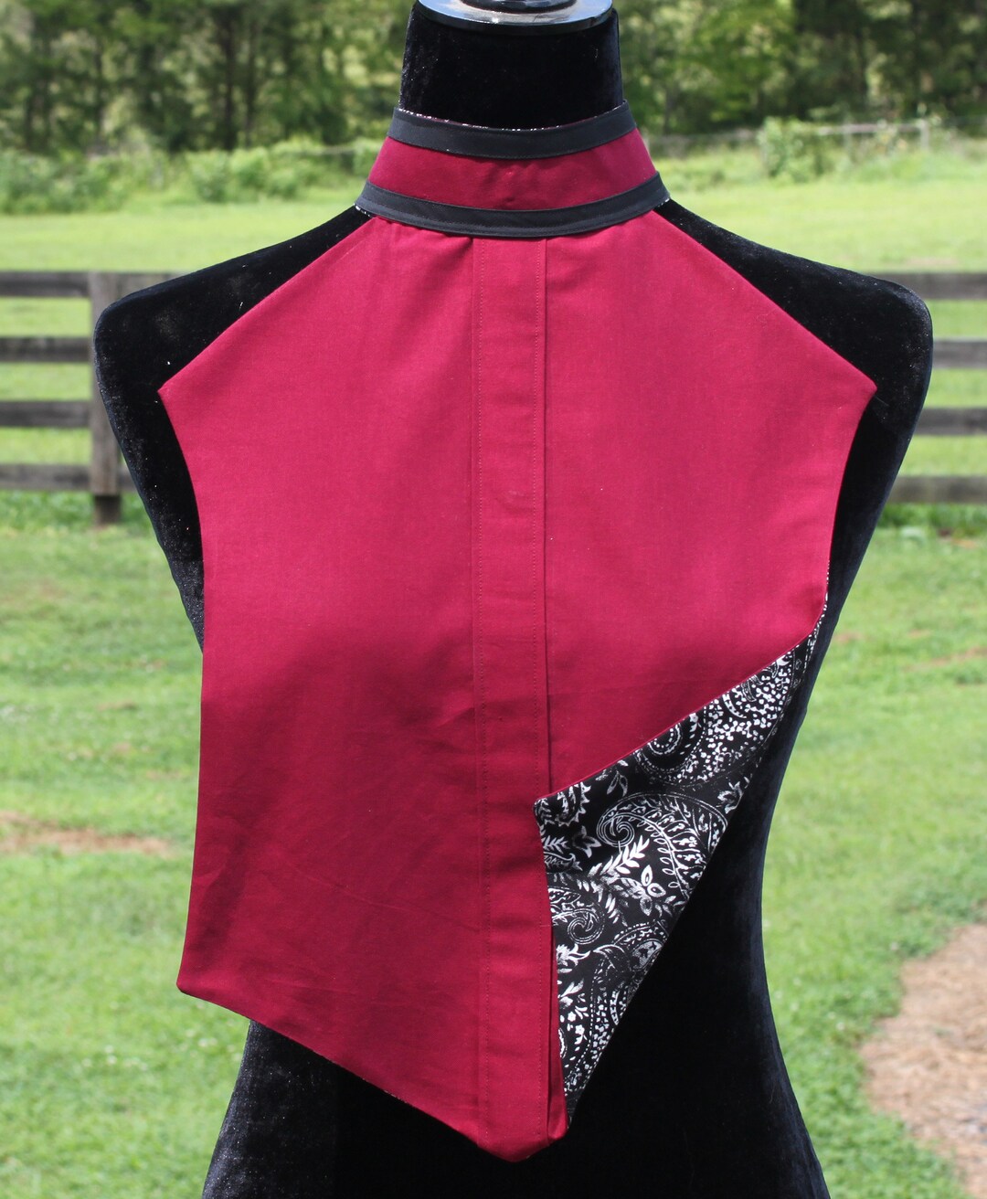 Equestrian English Hunter Dickie - Ratcatcher Show Shirt - Blue gingham plaid with cream trim