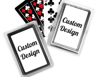Set of 6 Playing Card Decks with Personalized "Custom Design" Sticker on Case ++ Custom Party Favors ++ Minimum Quantity is 5 Sets of 6 (30)