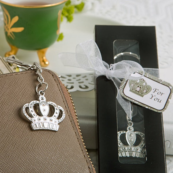 Majestic Silver-Metal Crown Key Chain Favor ++ Regal Favors ++ Crown Favors ++ Party Favors ++ MINIMUM ORDER QUANTITY is 18 Keychains