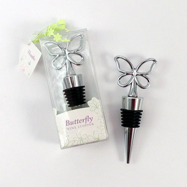 Stylized Butterfly-Topped Wine Stopper in Gift-Box ++ Wine Stopper Favors ++ Butterfly Favors ++ Party Favors ++ MINIMUM ORDER QUANTITY is 8