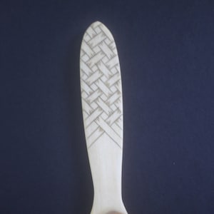 CLEARANCE Basket Weave Eating Spoon | Hand Carved Wooden Utensil | Traditional Wood Carving and Kolrosing | All Natural and Sustainable