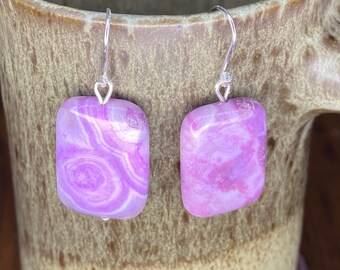 Purple ocean jasper rectangle earrings