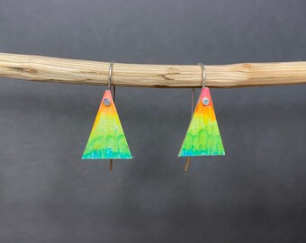 Rainbow neon triangle lightweight earrings
