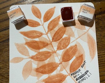 Handmade watercolor paint - Madder Root - warm red - half pan