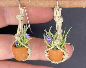 Lavender flower houseplant earrings