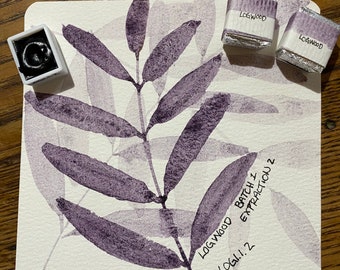 Handmade watercolor paint - Logwood Purple - half pan