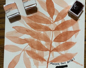 Handmade watercolor paint - Madder Root - warm red - half pan