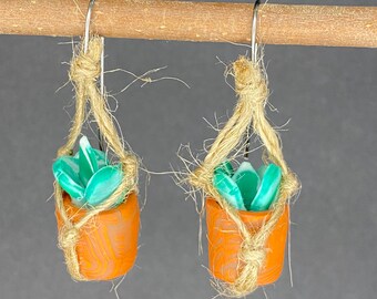Hoya kerrii houseplant earrings. Sansevieria succulent
