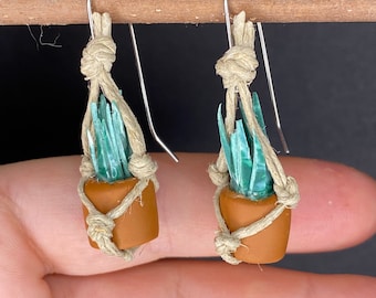 Sansevieria fernwood, cylindrica, snake plant earrings. Houseplant earrings
