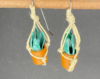 Sansevieria houseplant earrings