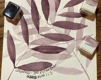 Handmade watercolor paint - Logwood Purple - half pan