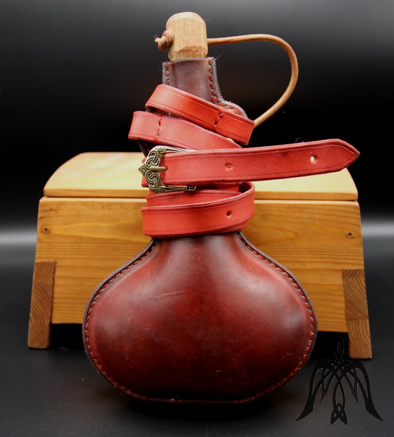 Medieval leather flask 06L viking slavic Etsy